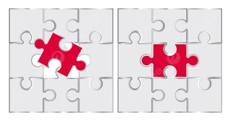 White Puzzle With Red Piece In The Middle Missing Match White Png