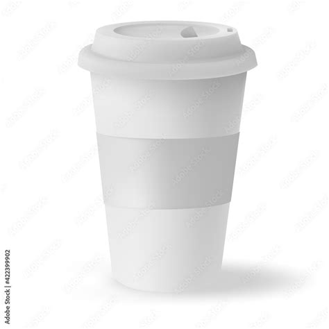 White Mockup Paper Cup For Hot Coffee With Black Lid Isolated On White