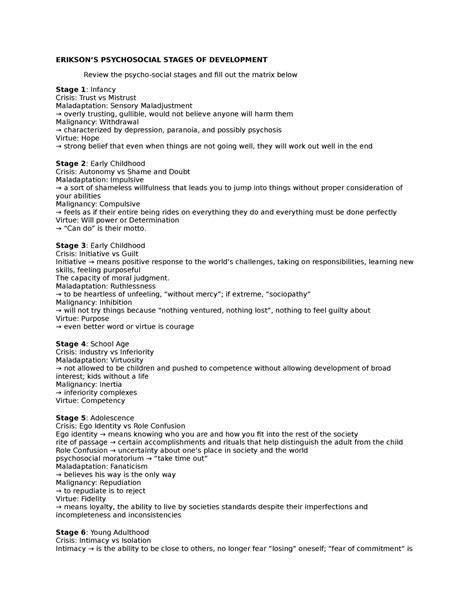 Erikson’S Psychosocial Stages OF Development - ERIKSON’S PSYCHOSOCIAL ...