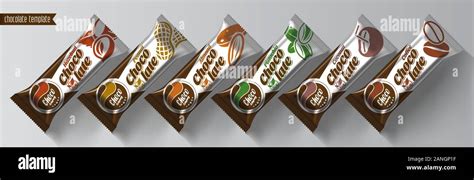 Chocolate bar vector packaging design. Nuts chocolate set Stock Vector ...