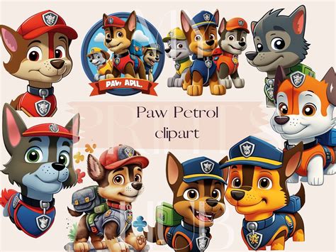 Paw Patrol Clipart Paw Patrol Clip Art Paw Patrol Stickers Etsy