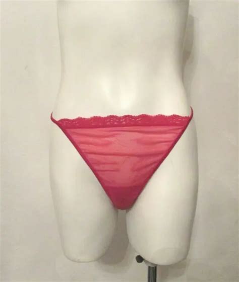 Y K Victoria S Secret Red Sheer Mesh V G String Bikini Thong Panties M