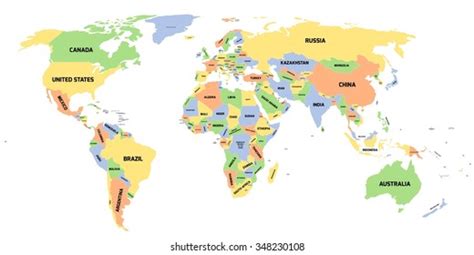 World Map Simple With Countries - Aurie Shaylyn