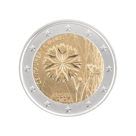 Estland 2 Euro 2024 Nationalblume Kornblume bfr Aurinum Online Mü