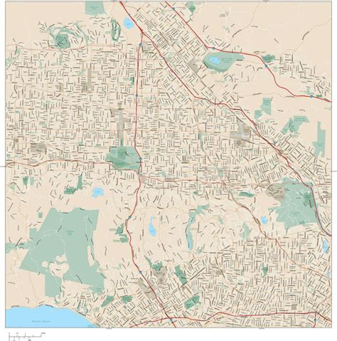 San Fernando Valley Map Adobe Illustrator vector format – Map Resources