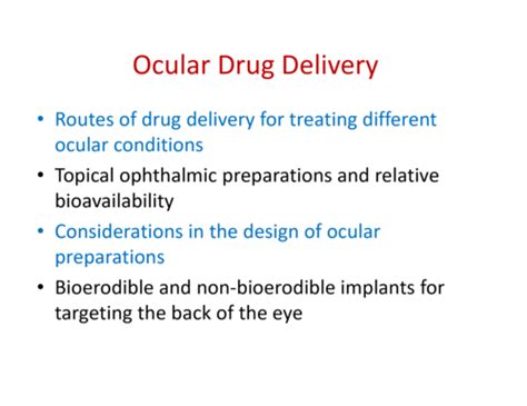 Unit 1 Ophthalmic Nasal And Otic Drug Delivery Fadda Flashcards