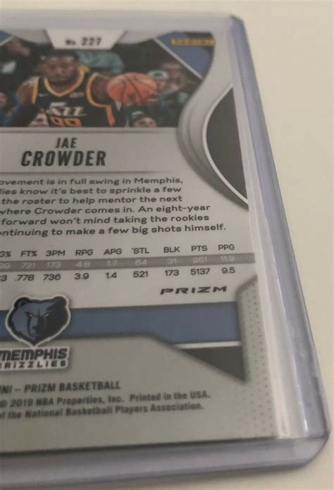 Panini Prizm Basketball Jae Crowder Memphis Grizzlies Silver