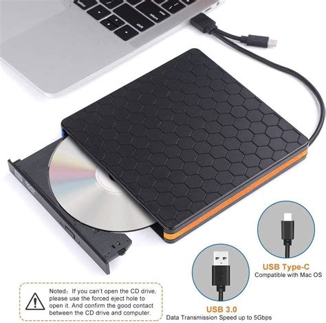 Raycue Dvd Drive External Cd Drive With Usb Type C Portable