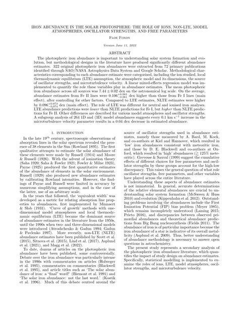 (PDF) Iron Abundance in the Solar Photosphere: The Role of Ions, Non ...