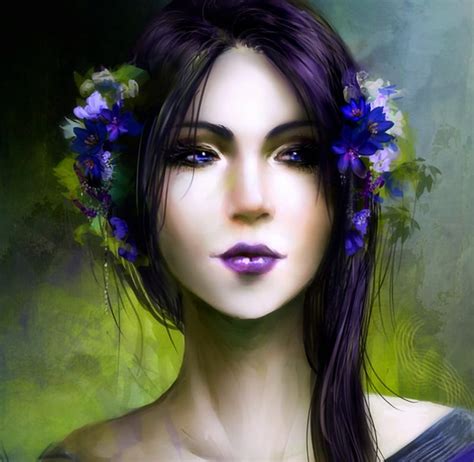 Viola Fantasy Purple Flowers Bonito Woman Hd Wallpaper Peakpx