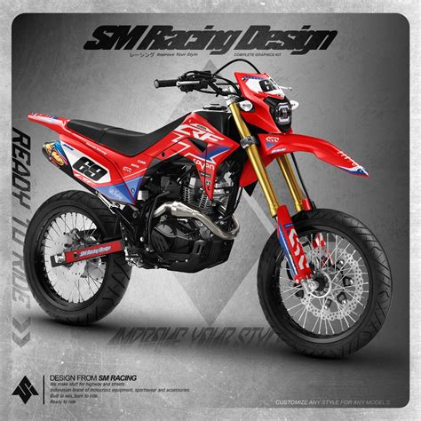 MERAH PUTIH HITAM Decal Sticker CRF 150 L Full Body Color Red Blue Mix