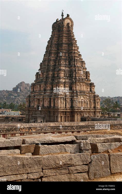 The East Facing Tower Gopuram Of Virupaksha Temple Hampi Karnataka