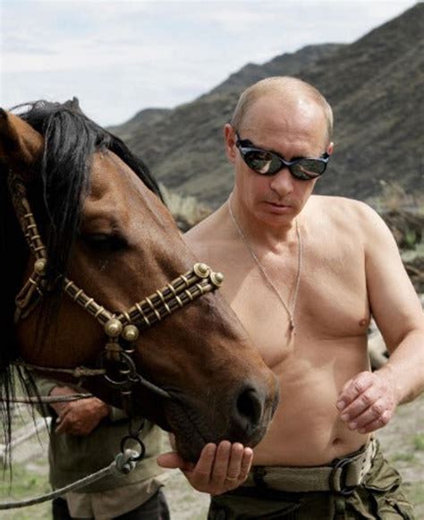 VLADIMIR PUTIN HORSE Shirtless Poster Picture Banner Print Photo Russia ...