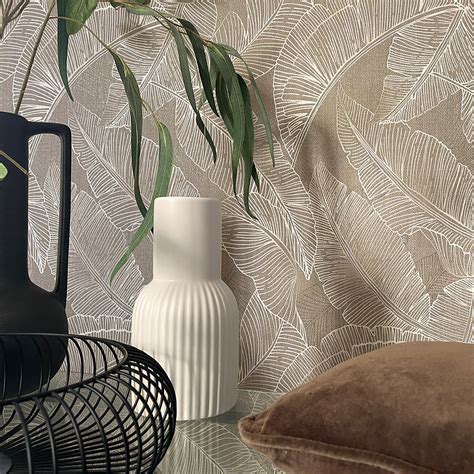 Anaya Leaf Taupe Wallpaper By Belgravia Decor Harmony Wallpaper