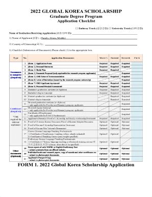 Fillable Online 2022 GKS G Application Forms 2022 GLOBAL KOREA