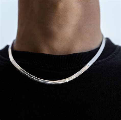 Silver Snake Chain Mens Necklace Chain 3mm 5mm Flat Gold Chain