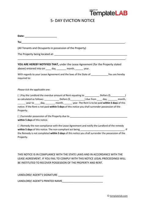 30 Day Eviction Notice Template