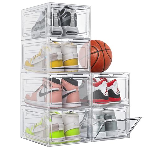 Sturdy Durable Plastic Shoe Organizer Shoe Box With Magnetic Door 6