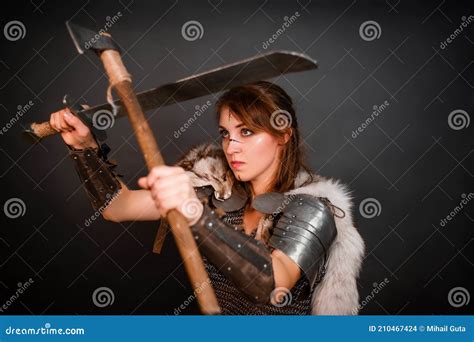 Barbarian Woman Warrior Ritual Dance With A Knife Royalty Free Stock