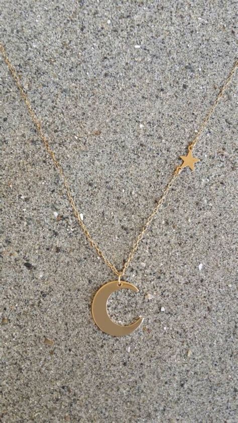 Moon And Star Necklace Moon Necklace Star Necklace Gold Or Etsy