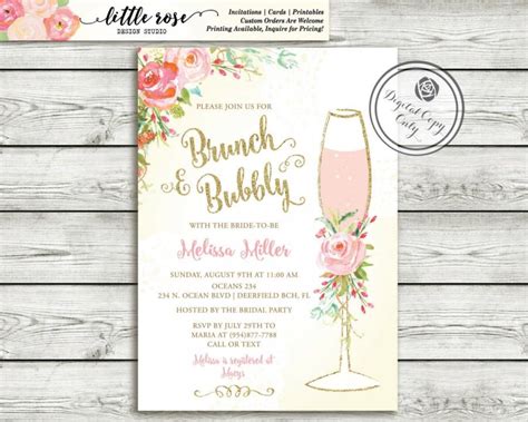 Brunch And Bubbly Bridal Shower Invitation Template W29 Bridal Brunch Template Templett Blush