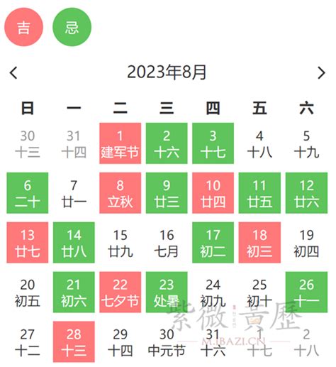 2023年8月黄道吉日