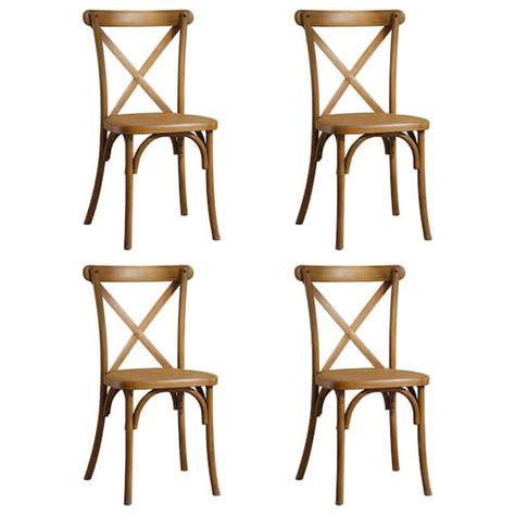 Autmoon Natural X Back Chair Set Of 4 Mid Century Chair Modern