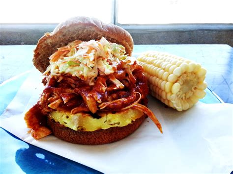 Hawaiian Bbq Chicken Sandwich With Pickled Corn Cherry On My Sundae