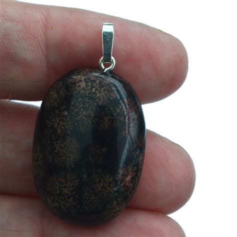 Kettenanhänger Schneeflocken Obsidian mit Silber Öse