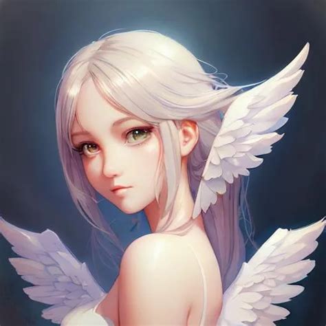 Beautiful Girl Angel Wings Anime Character Portra