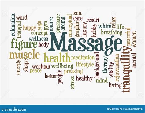 Word Cloud With Massage Concept Isolated On A White Background Stock