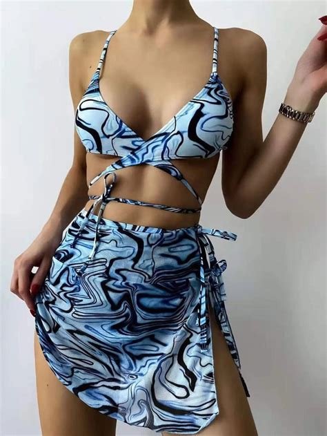 Pack Leaf Print Triangle Bikini Swimsuit Shorts Artofit