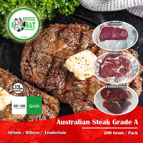 Jual Daging Sapi Steak Grade A Import Aus Sirloin Ribeye Tenderloin