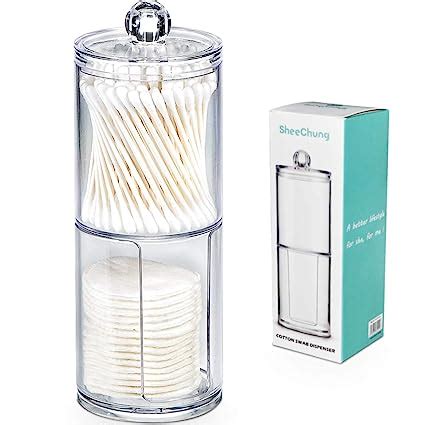 SheeChung Qtip Holder Dispenser Set Apothecary Jars Bathroom Clear