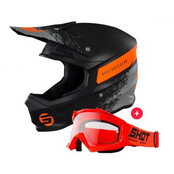 Pack Helmet Motocross Goggles SHOT Furious Roll Black Orange Matt