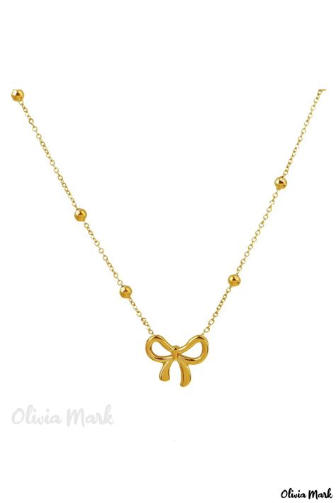 Olivia Mark Exquisito Collar Gargantilla De Oro Con Colgante Bowknot