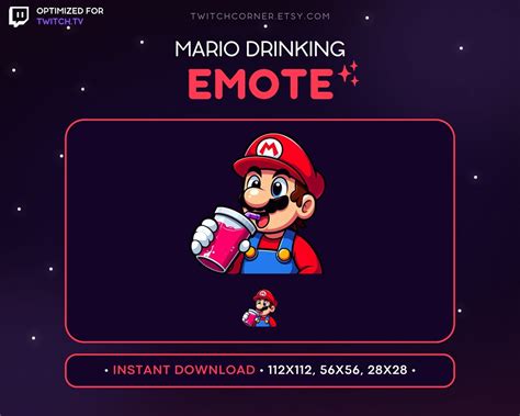 Mario Twitch Emote Mario Drink Emote For Twitch Mario Discord Emote