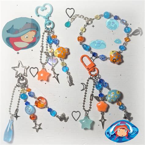 Ponyo Keychains Bracelet Studio Ghibli Ponyo Movie Cute Animated Kawaii