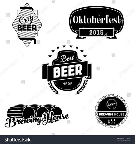 Beer Badges Logo Black White Vector Stock Vector (Royalty Free) 312778856