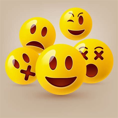 Conjunto De Emoticones Lindos Vector Premium