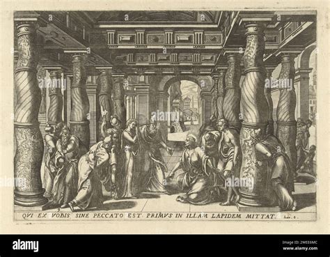 Christ And The Adulterous Woman C 1572 Print The Scribes Bring An Adulterous Woman To Christ