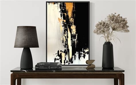 Black and White With Gold Wall Art Abstract Art Black and Gold Gold ...