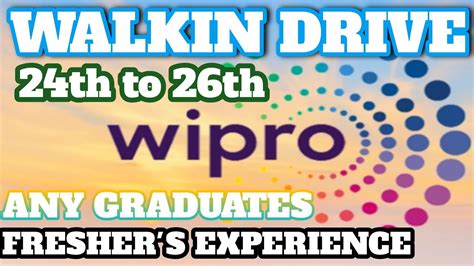 Wipro Walk In Drive Freshers Experience 376lpa Any Graduates Wipro