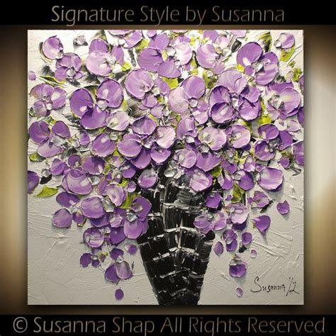 Original Contemporary Textured Painting Purple Flowers Oil Painting