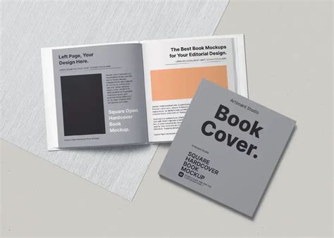 Square Hard Cover Book Mockup With Pages Mockup Zone