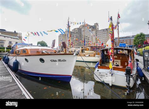 Boats At The Classic Boat Festival At St Katharine Docks Marina In