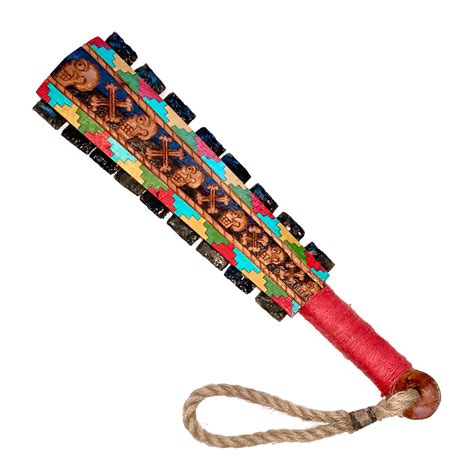 Macuahuitl (Aztec Club ) 17” skulls and cross bones – Tochtli Cultural Wear