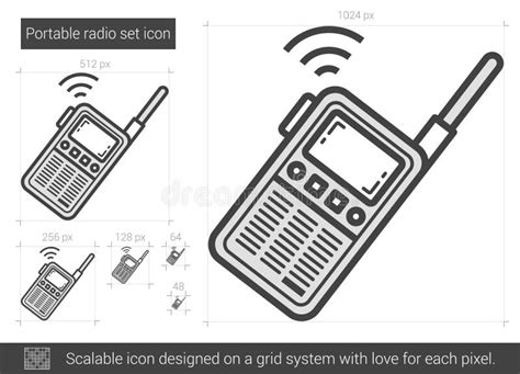 Portable Radio Set Line Icon Stock Vector Illustration Of Receive