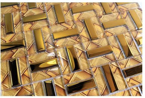 Electroplated Gold Glass Mosaic Kitchen Wall Tile Jmfgt091 Gold Crystal