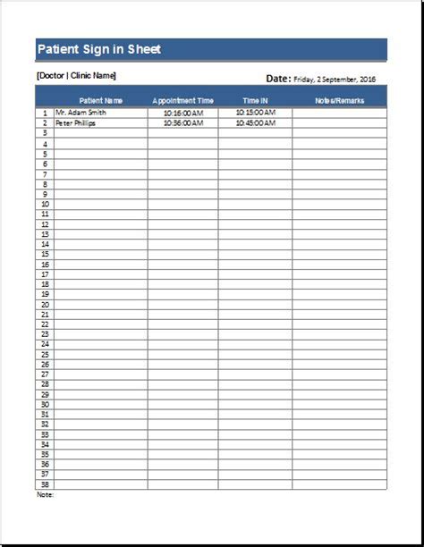 Patient Sign In Sheet Printable Prntbl Concejomunicipaldechinu Gov Co